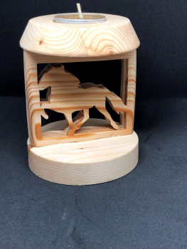 Kerzenleuchter natur mit Dach